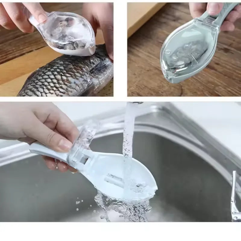 Kitchen Gadgets Fishing Tools Fish Scale Skin Fast Scraping Remover Scraper Peeler Scaler Brush
